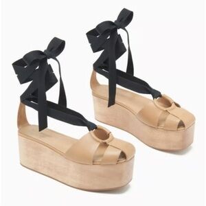 Ulla Johnson Tan and Black Platform Shoes